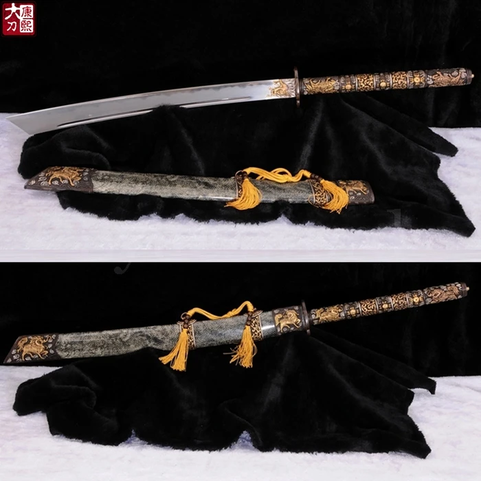 LYUESWORD ручная резьба традиционный китайский дамасский меч Дао глина закаленное