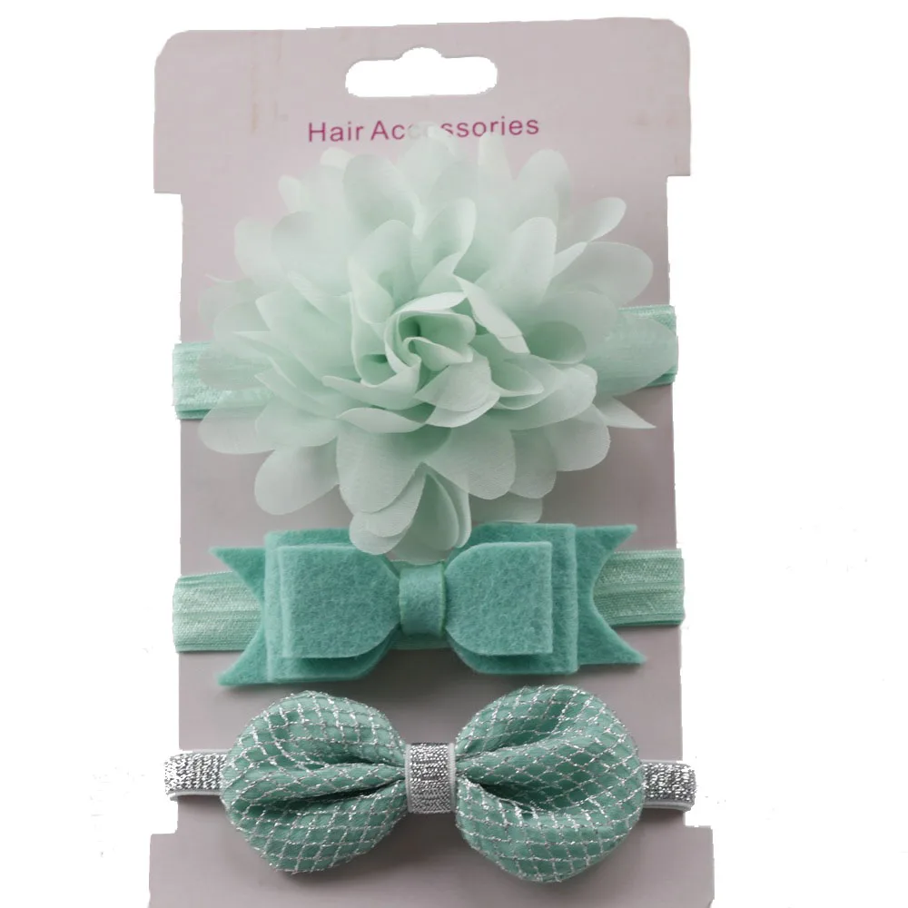 Повязка на голову детская эластичная с бантом 3 шт. повязки для девочек цветами FOE