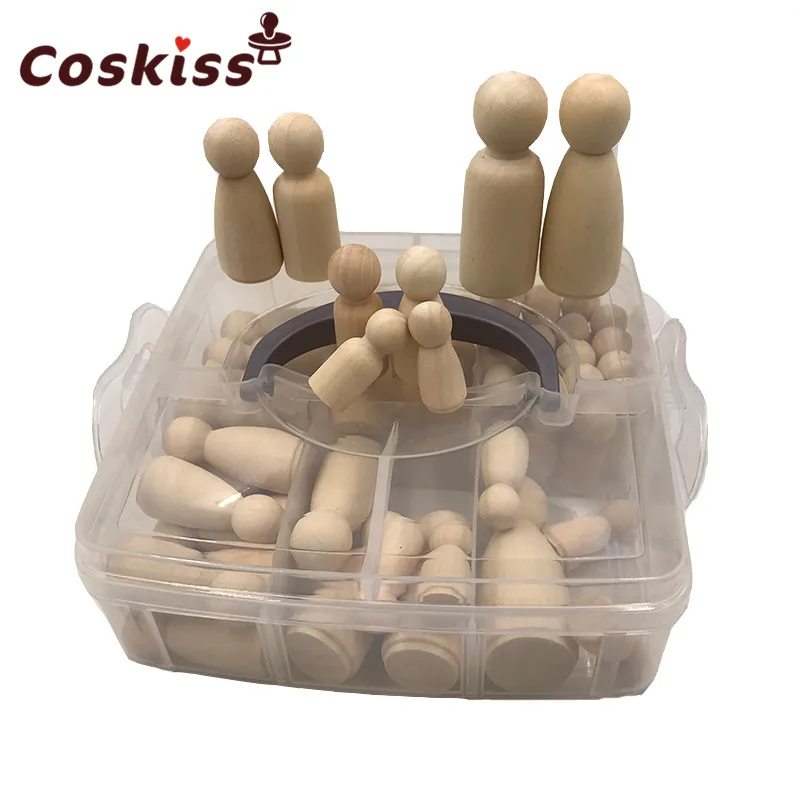 Wooden Peg Dolls Maple Unpainted Kids Birthday Gifts Handmade Unfinished Weddings Cake Dolls Decor Dolls Teething Toys Set