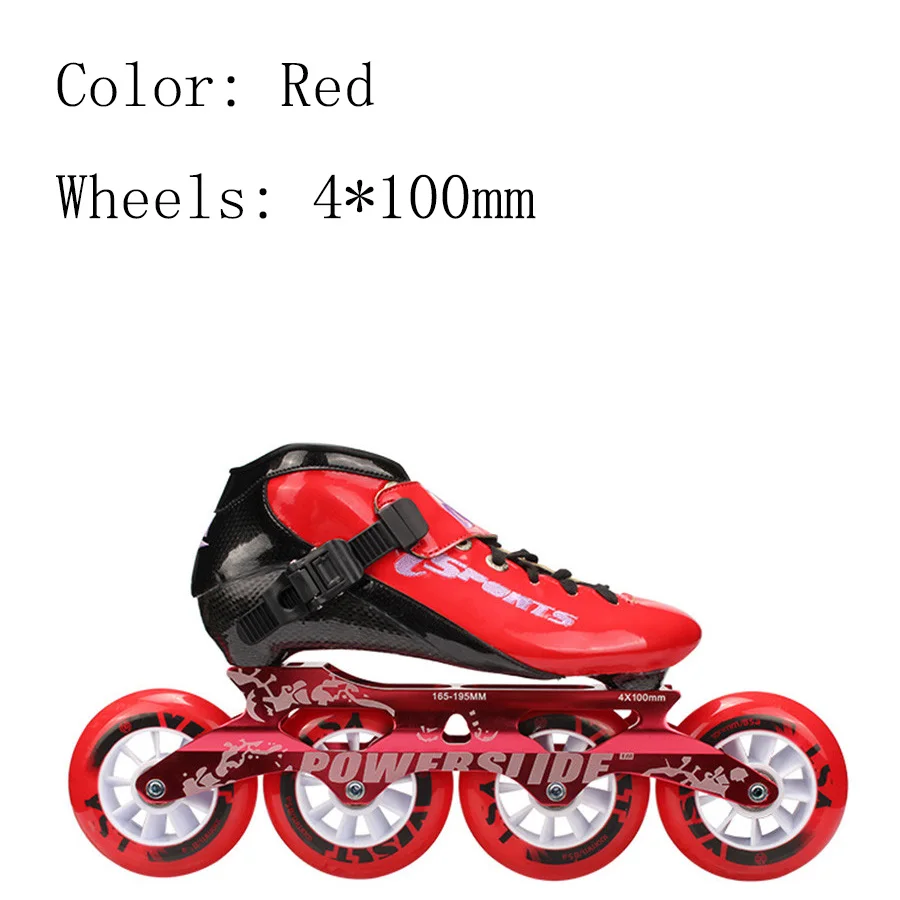 red 4-100mm Профессиональные скоростные роликовые коньки из углеродного волокна 4*100/110 мм, коньки для соревнований, 4 колеса, гоночные коньки - Цвет: red 4-100mm