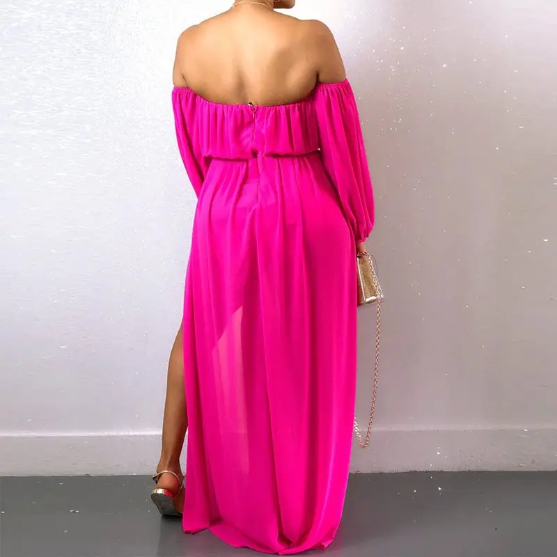 С открытыми плечами без бретелек из искусственной кожи Вечерние Длинное платье