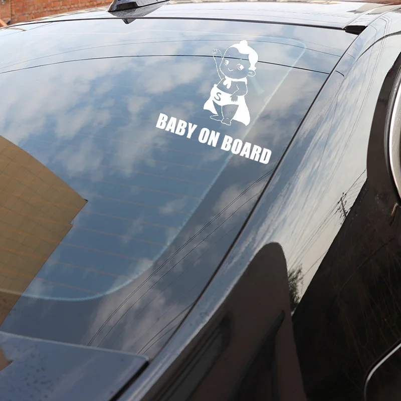 

YJZT 16.2X15.2CM Lovely Cartoon Warning Car Sticker BABY ON BOARD Trunk Decoration Decal C25-0054