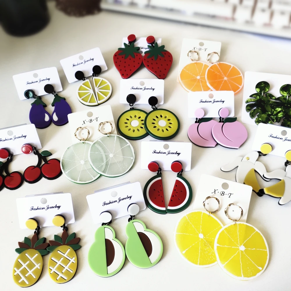 Этнические летние корейские серьги-подвески с фруктами милые Висячие серьги для