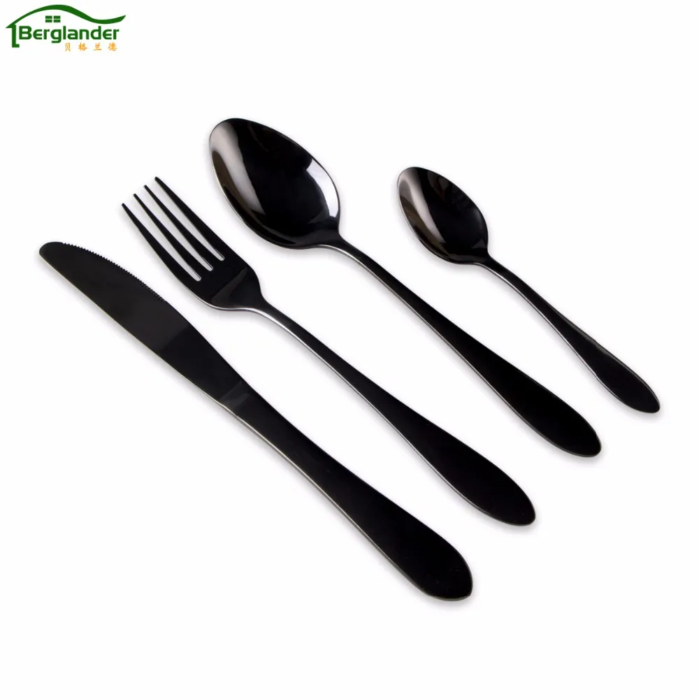 BERGLANDER High-quality Black Cutlery Set Stainless Steel Western Food Tableware Sets Fork Steak Knife Dinnerware | Дом и сад