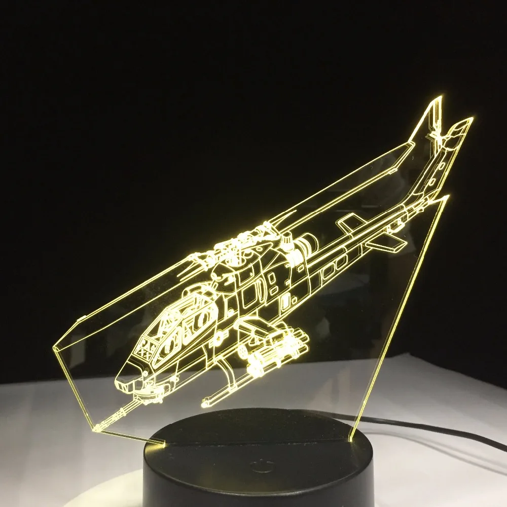 Вертолет 3D светодиодный светильник с самолетом маленький самолет ночные