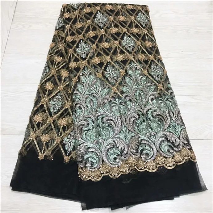 Африканская кружевная ткань 2019 Высококачественная с вышивкой 5Y power Blue Тюль для