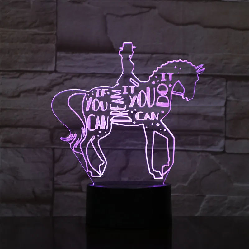 3d лампа для верховой езды на лошади ночник с USB светодиодный светодиодное