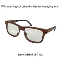 high quality unisex men womens rose wood optical glasses with acetate temple tips and opening cut
