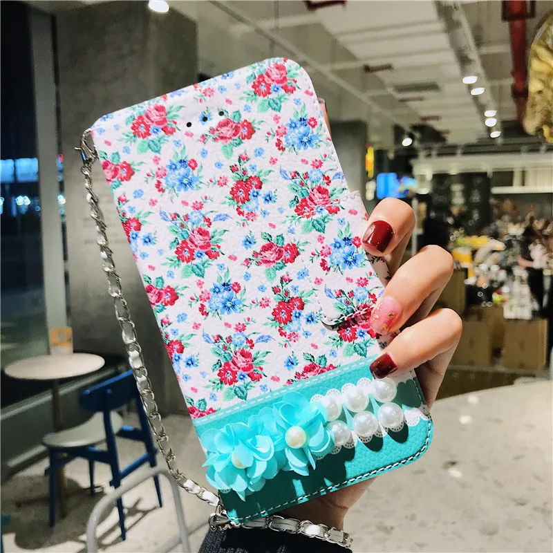 Роскошный цветок кожаный чехол книжка с бумажником для OPPO R9S R11S плюс R15 жемчужина