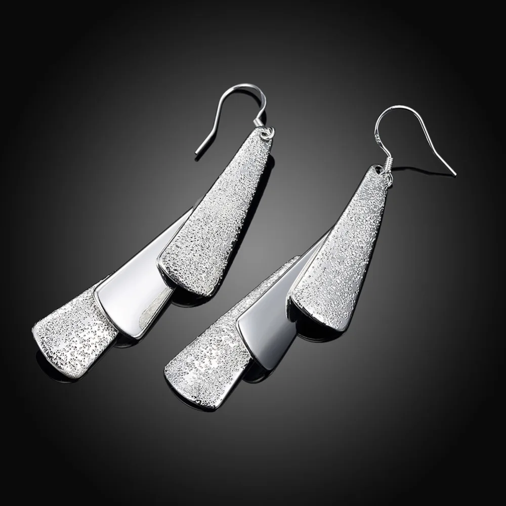 Triple Pieces Earrings Pretty Silver Plated For Women Wholesale Free Shipping 925 Charm Christmas Fashion Jewelry E015 | Украшения и