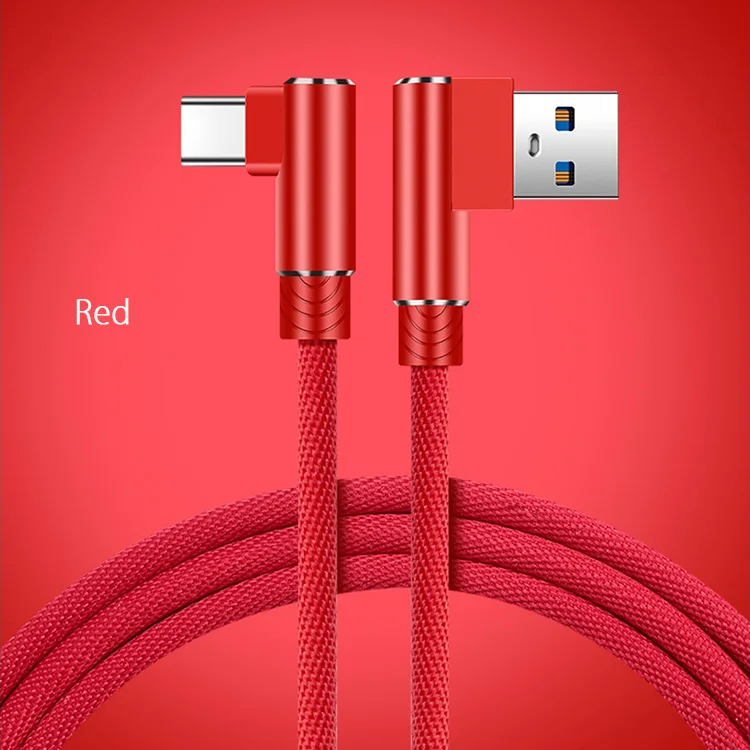Red 1 м 2 м 3 м 90 градусов Тип usb C кабель зарядный кабель USB-C провод для Xiaomi Черная Акула 2 samsung S10 S9 A8 A8s A9 huawei - Тип штекера: Red