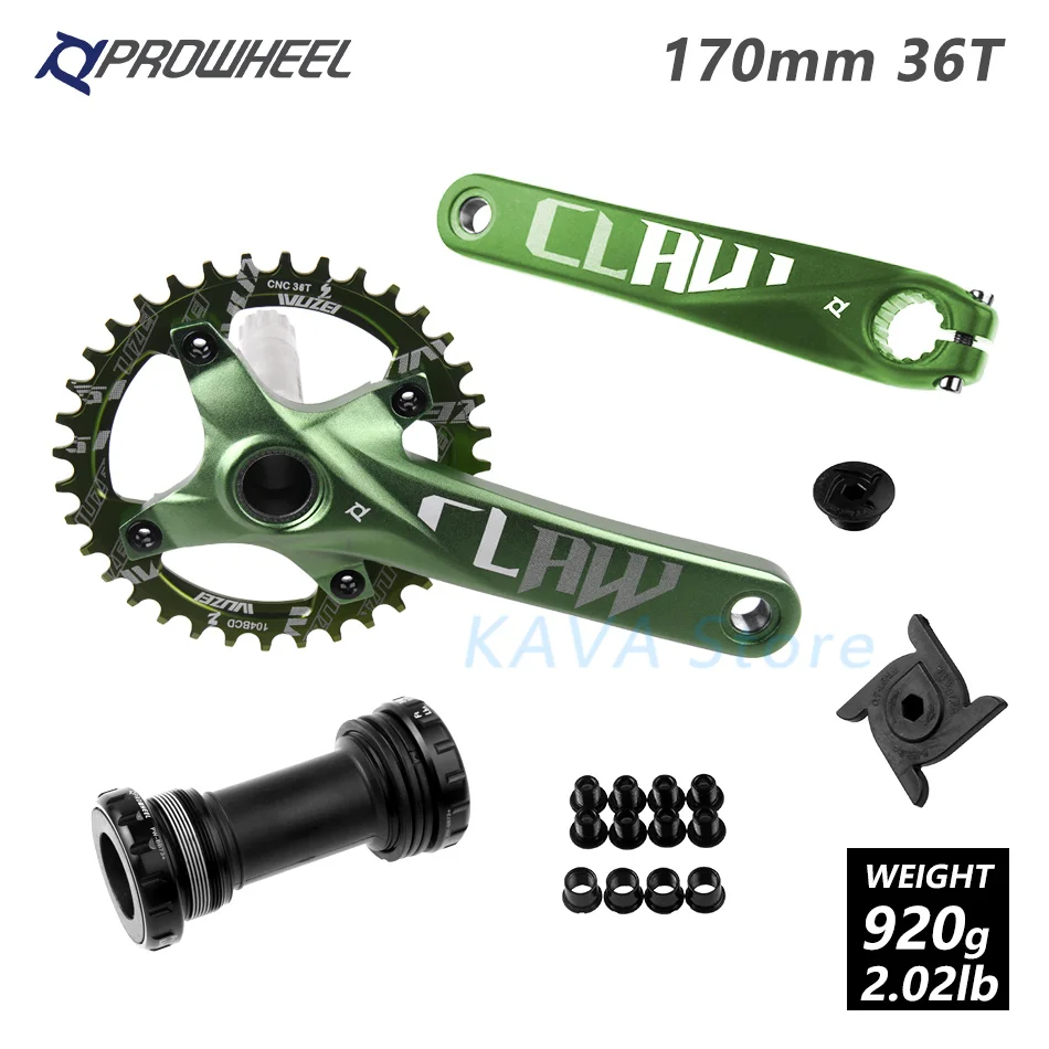 Горный велосипед MTB велосипедные рукоятки передняя Звездочка 104BCD звездочки 170/175 мм Звездочка Круглый 30/32/34/36/38T каретка BB кривошипно комплект - Цвет: 170 Green 36T and BB