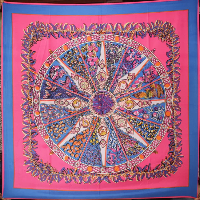 spring and summer 100cm * 2017 high quality women large square scarf twill small pepper name family wind scarves |