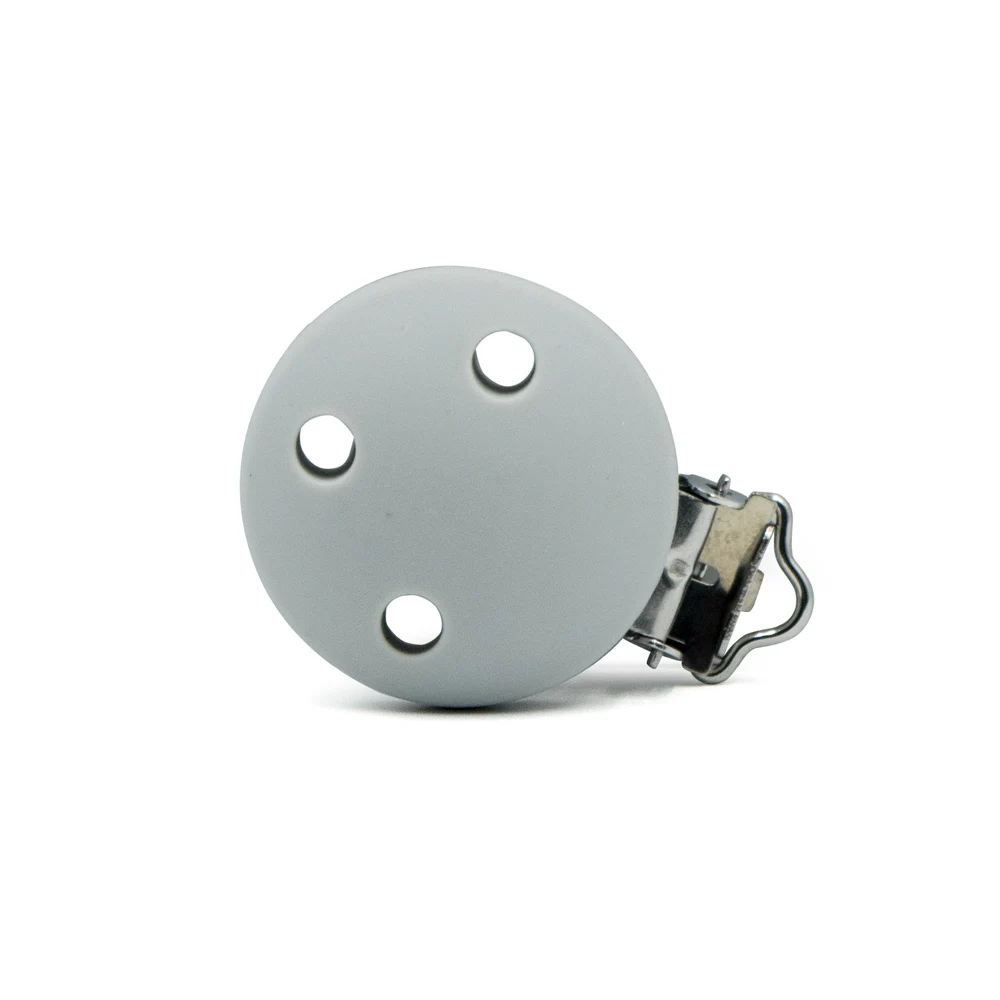 Light Gray 3 шт. круглая силиконовая соска-Соска из нержавеющей стали, держатель для сосок, детское ожерелье-прорезыватель, игрушки, детские продукты, силиконовая игрушка Kralen - Цвет: Light Gray