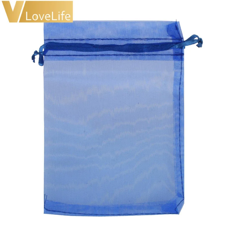 blue 200 шт 7x9 см оптовые продажи сумки из органзы нарисованные украшения мешочек для свадебных подарков рождественские украшения конфетная сумка Прозрачная бирка - Цвет: blue