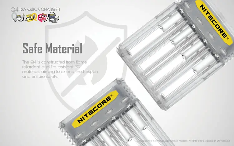 NITECORE Q4 4-Bay 4A быстрое зарядное устройство для Li-Ion IMR Nicd CR123A 16340 10440 AAA 14500 18650 26650 батарея с кодом аутентификации