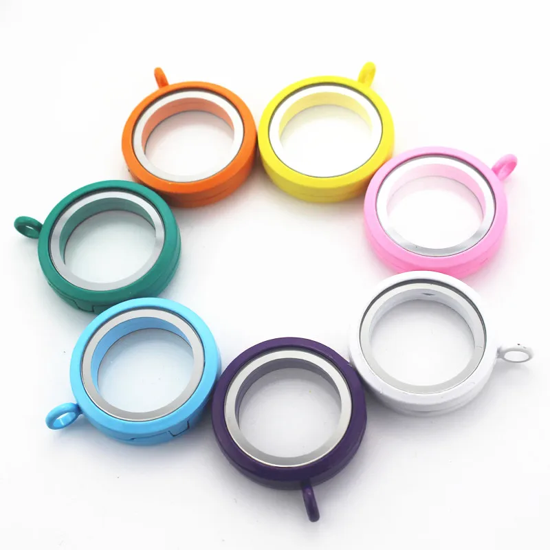 5 шт./лот разноцветные простые круглые печатные Плавающие Медальоны 30 мм сплав