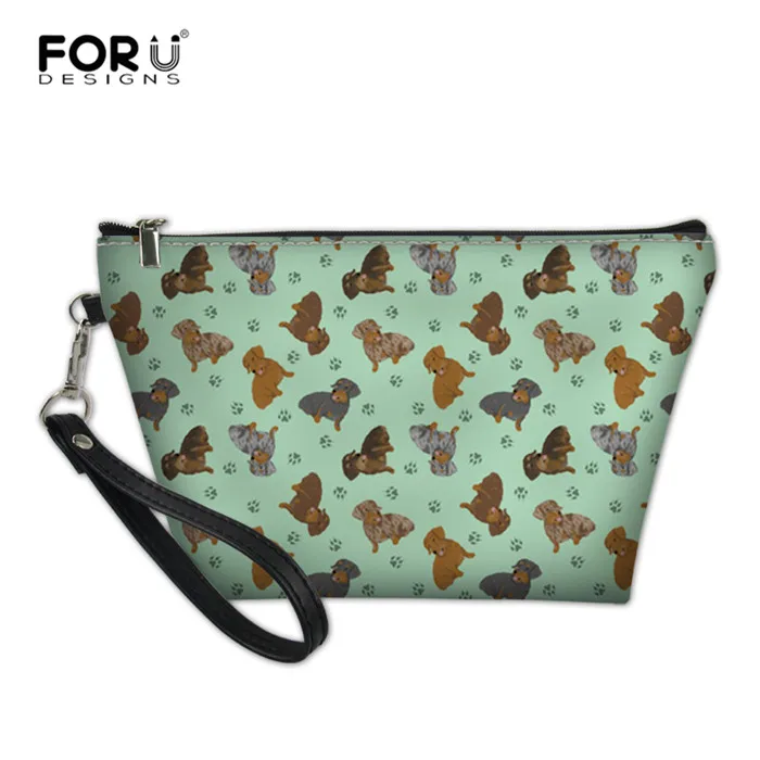 RH0316Z8 FORUDESIGNS Для женщин макияж мешок крошечный Жесткошерстный Такс кожи Косметические сумка-Органайзер для путешествий Профессиональный туалетные принадлежности, мытье чехол - Цвет: RH0316Z8