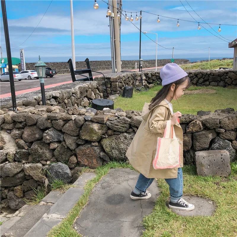 Осеннее хлопковое длинное Свободное пальто с капюшоном в Корейском стиле для