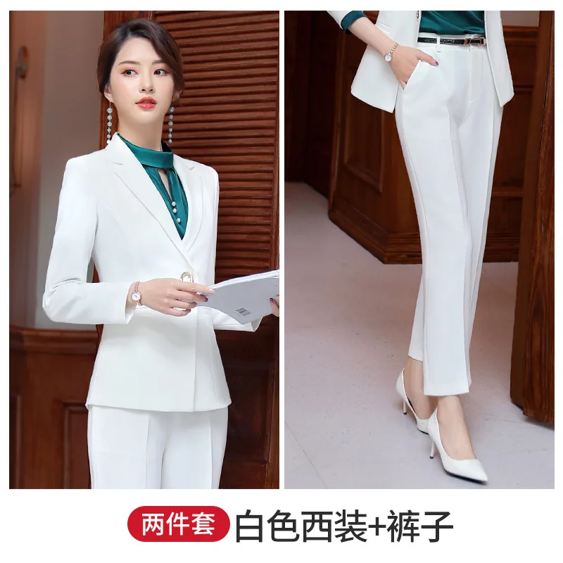 Two-piece set-3 Профессиональный женский костюм набор Осень Белый Темперамент маленький костюм брюки Joker тонкая короткая юбка из двух частей высокое качество - Цвет: Two-piece set-3