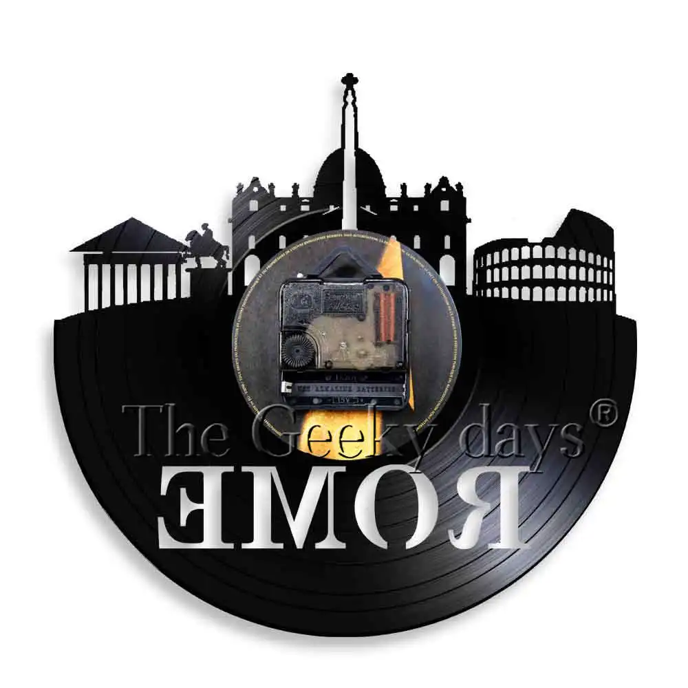 Римский городской пейзаж настенные часы винтажные виниловые записи Skyline