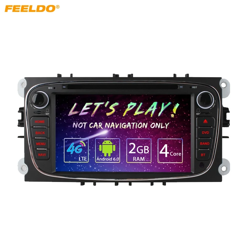 FEELDO 7 &quotчерная панель Android 6 0 DDR3 2G/16G/4G LTE четырехъядерный автомобильный DVD GPS радио