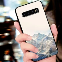 embossed vintage east asian chinese japanese style case for samsung s10 plus s10 snow mountain decree crane cover