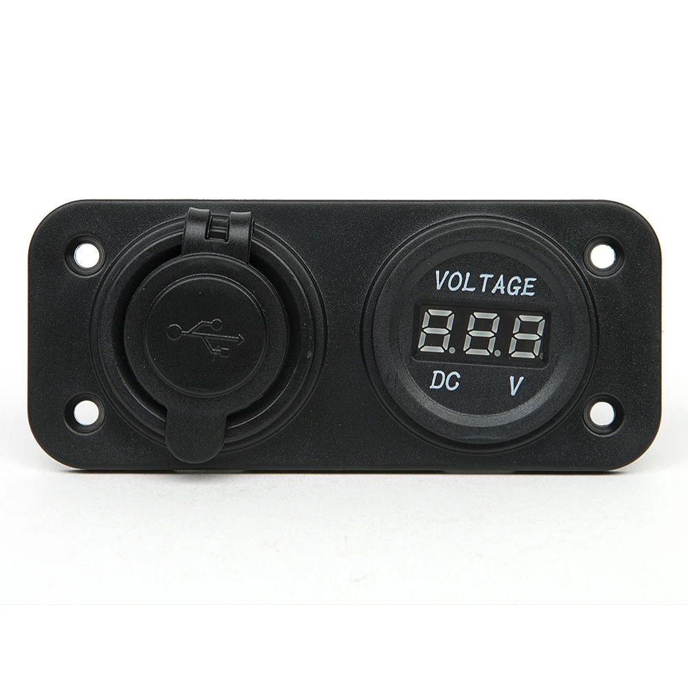 Зарядное устройство с светодиодный USB-портами и вольтметром постоянного тока |