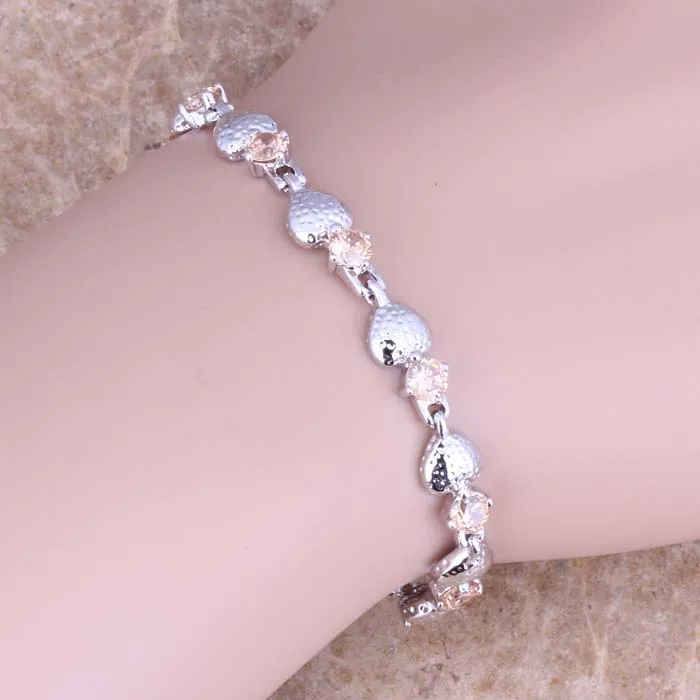 Ценный посеребренный браслет цепочка цвета морганита шампанского 6 5 7 дюймов