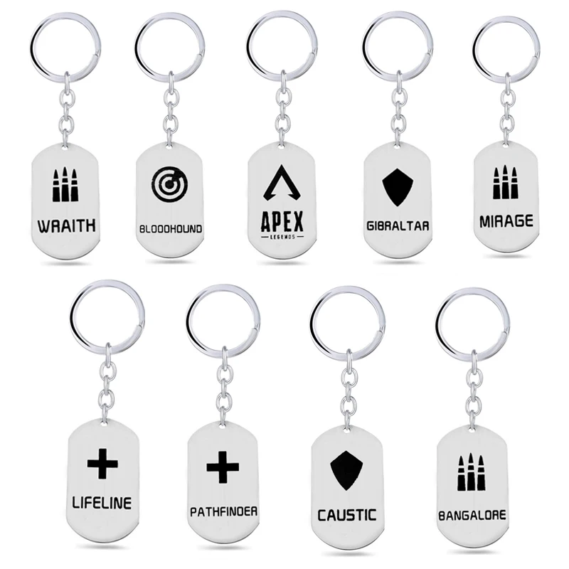 

2019 New Game Apex Legends Key Chain 8 Styles Stainless Steel Keyrings Trendy Charm Car Bag Keychain llavero Jewelry Accessories