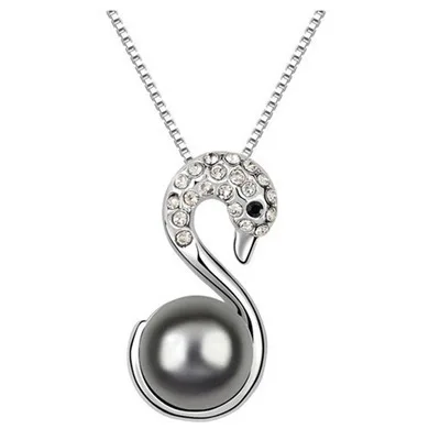 Роскошная Великолепная леди австрийский хрусталь жемчуг кулоны ожерелья Лебедь