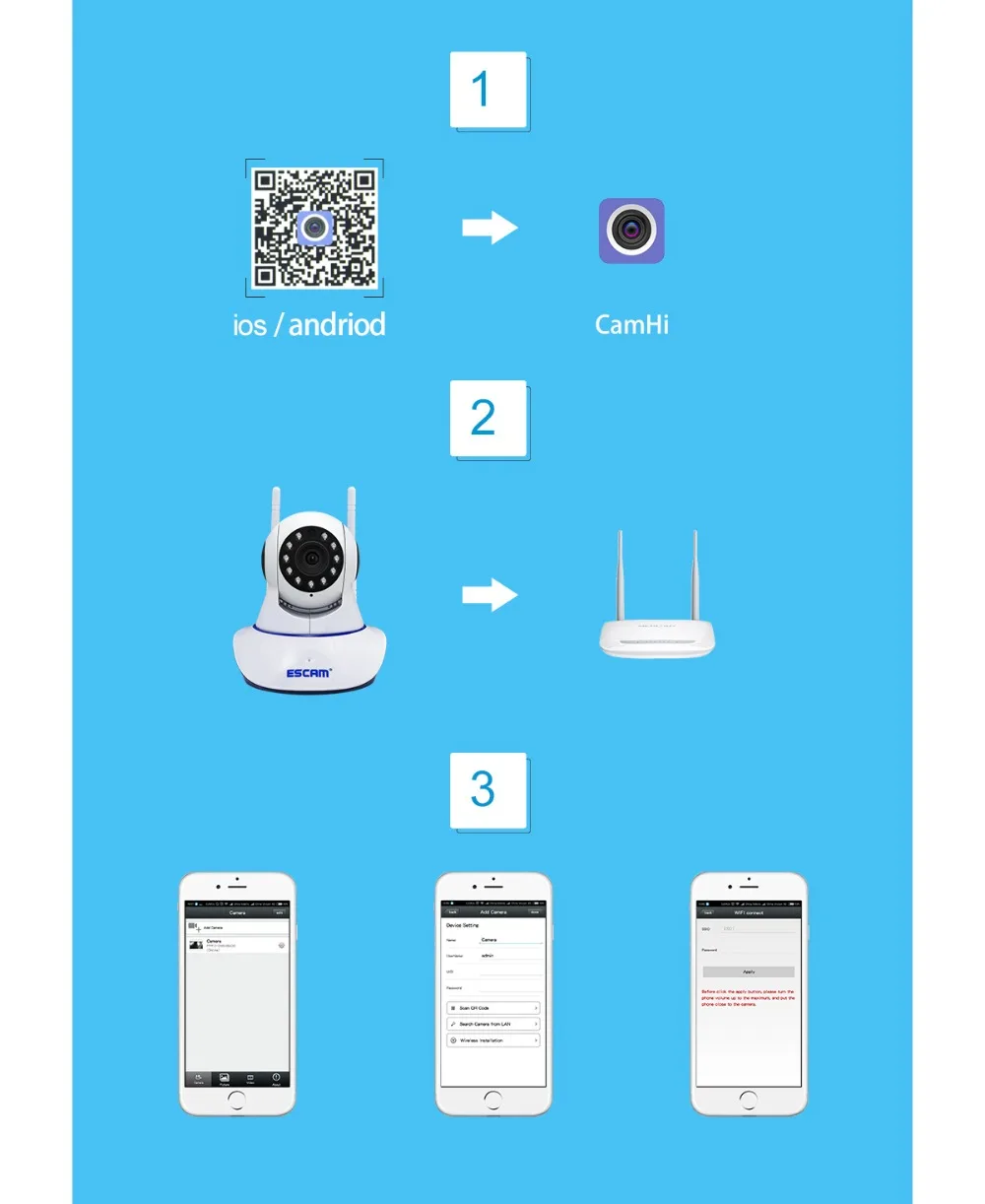 ESCAM QP002 P2P 720 P/1080 p wifi IR PTZ сетевая IP камера