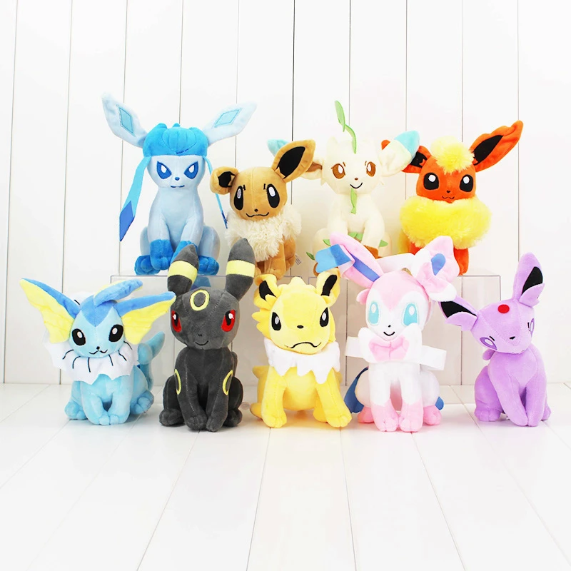 Eevee плюшевые игрушки Sylveon Glaceon Leafeon Umbreon Espeon Jolteon Vaporeon Flareon Мягкая кукла подарок для детей