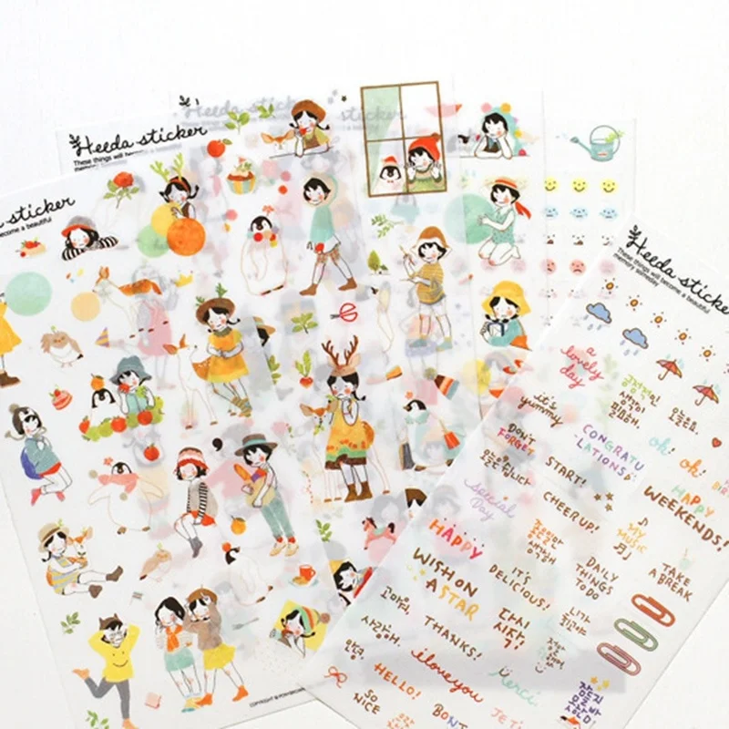 6 шт милые девушки Дневник стикер каваи Канцтовары Papeleria DIY Скрапбукинг молочный