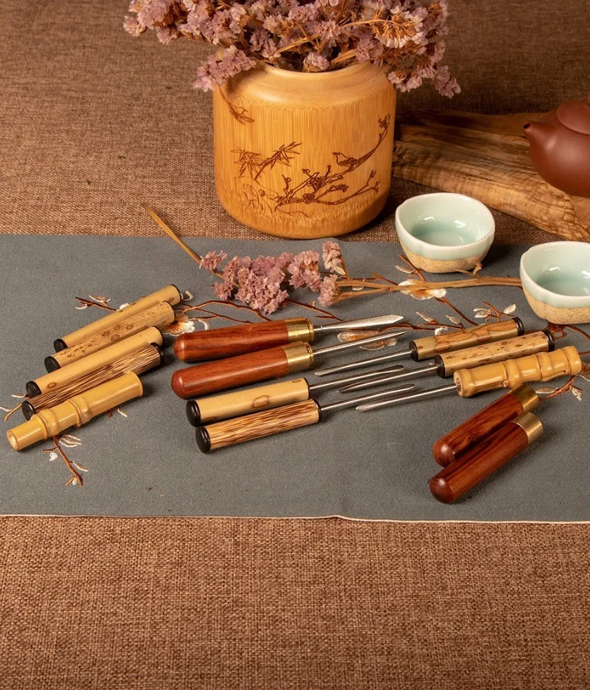 Бамбуковый нож для чая из нержавеющей стали Pu Er, Специальная игла для чая, аксессуары для чая, китайские чайные наборы кунг-фу, спираль