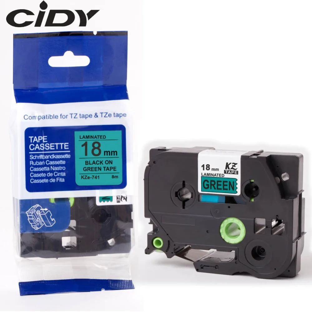 CIDY 30 шт. 18 мм * 8 м лента черный на зеленом совместимом P touch Tze ленточный картридж Tz