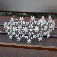 luxury silver cubic zirconia wedding tiara crown bride hair accessories tiaras high quality princess crown party 2019