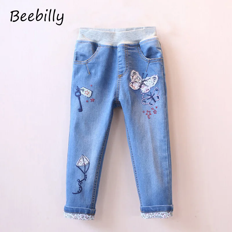 От 2 до 8 лет штаны для девочек Джинсы женщин Новинка 2017 года повседневные джинсы