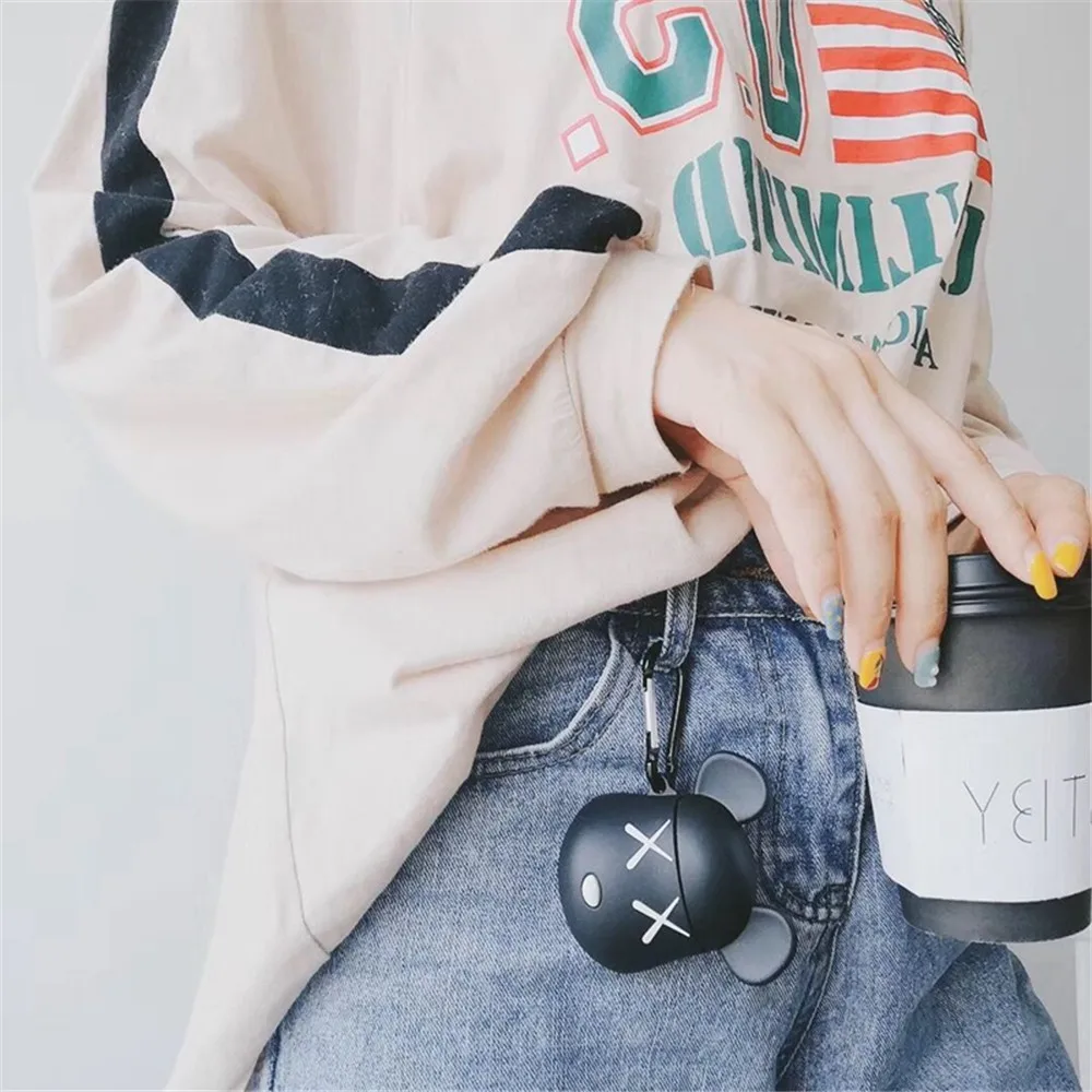 Чехол для наушников с мультяшным медведем защитный чехол Airpods 2 s милым рисунком