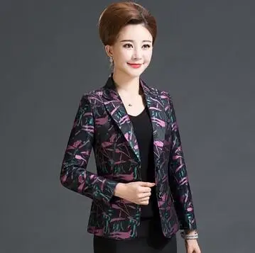 Bamboo pink Весенняя и Осенняя куртка, Женский блейзер, новинка, тонкий модный однобортный Блейзер, Женский блейзер с принтом, большой размер, L-4XL, Блейзер, X630 - Цвет: Bamboo pink
