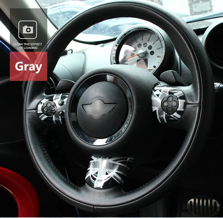 3 шт. Юнион Джек для Mini Cooper JCW Clubman R55 R56 R57 R58 R59 R60 R61 Автомобильный руль наклейка покрытие украшение автомобиля Стайлинг - Название цвета: Grey Union Jack