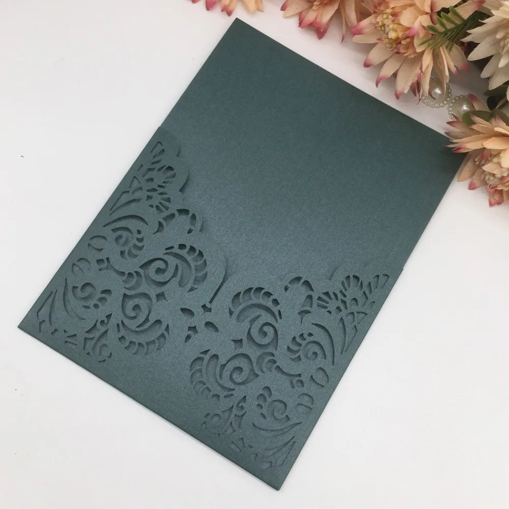 50 шт./новейшие Элегантные свадебные приглашения с жемчугом lasercut Annivery открытки на
