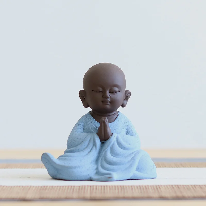 Zen фиолетовый песок статуи Будды керамический монах керамика чай домашнее