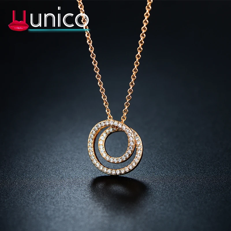 

UUNICO Personality Creative Rose Gold/white Necklace AAA Zircon Pendant Jewelry Valentine's Day / Birthday / Mom & Love Gift j8.