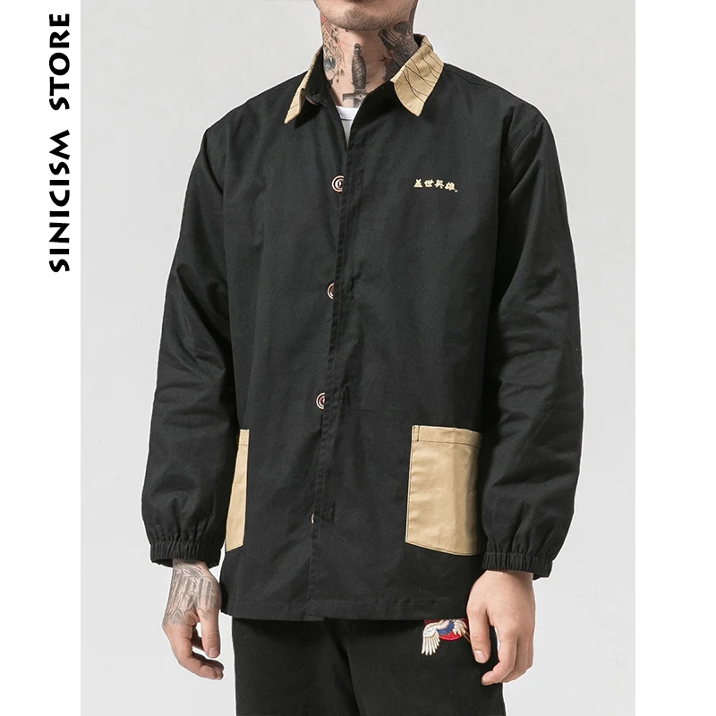 Мужская ветровка Sinicism Store черная с забавным принтом и карманом осенняя уличная
