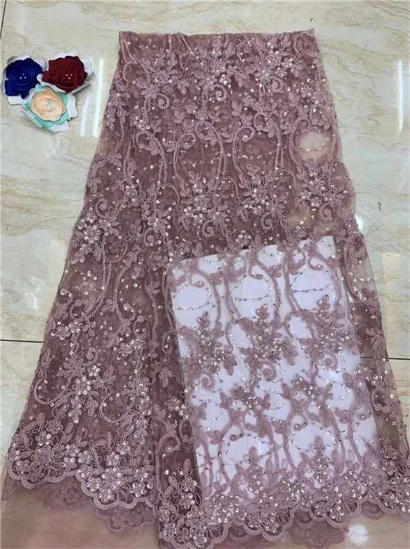 Кружевная ткань французский Тюль с желтым цветком и блестками для свадебного