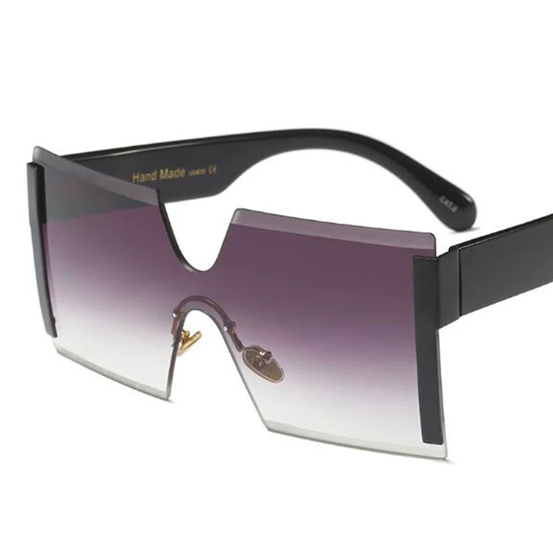 Большие Квадратные Солнцезащитные очки без оправы женские коричневые