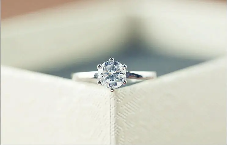 S925 посеребренные моды темперамент одного дрель открытие шесть коготь кольцо