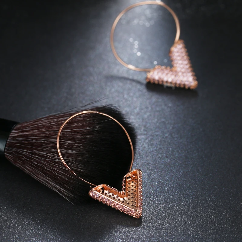 LOWAY букву "V" Белый & Rose Цвет CZ HoopEarrings для Для женщин Дата вечерние аксессуары