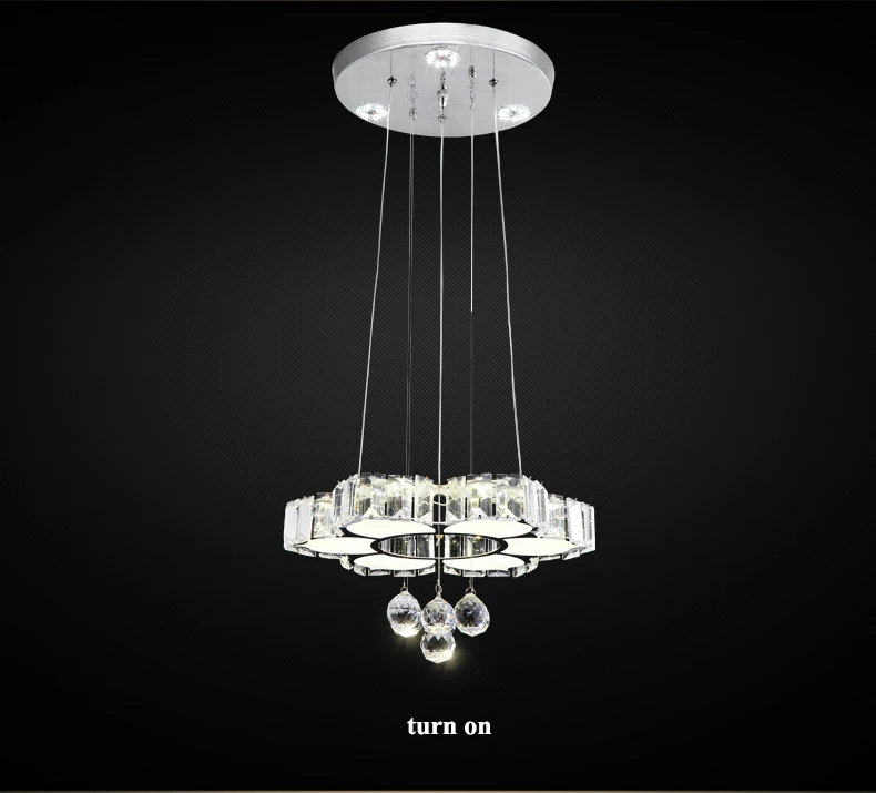 Современный блеск crystal led подвесной Люстры свет chrome Обеденная LED люстра Освещение Luminaria подвесные светильники